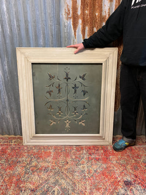 A large etched and framed pub mirror
