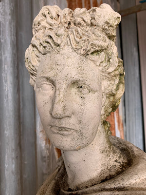 A cast stone bust of Apollo on a column pedestal #1