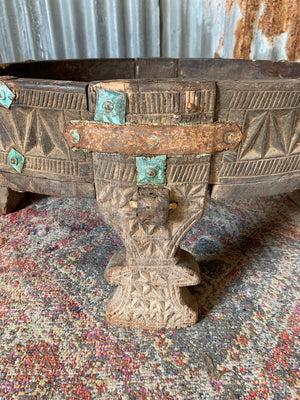 A carved wooden Chakki table ~A