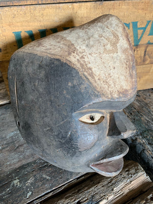 An African Salampasu hand-carved wooden mask from the Congo