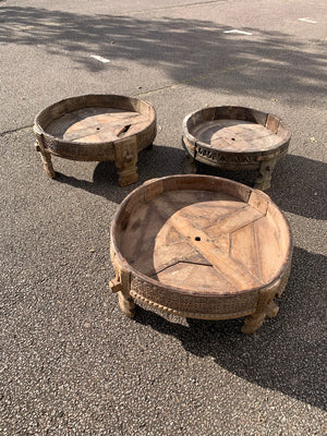 A carved wooden Chakki table ~C