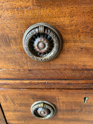 A Victorian tan leather pedestal desk on castors