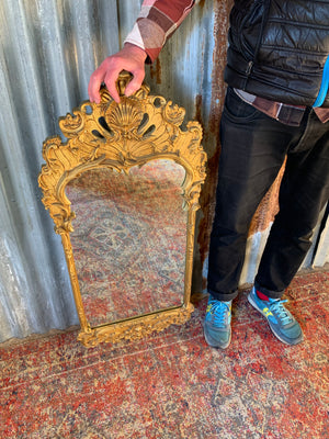 A large Rococo style cast iron mirror