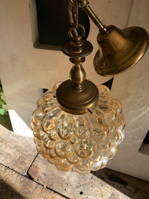 A Mid-Century Helena Tynell/Gantenbrink Amber Glass Bubble Light for Limburg