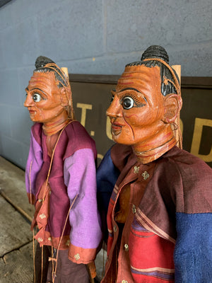 A pair of carved wooden Burmese fertility puppets