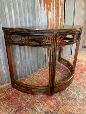 A rare Chinese demi-lune console table