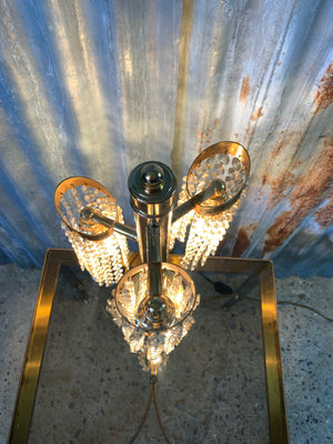 A Hollywood Regency crystal drop table lamp