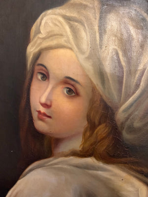 A large 19th century oil on canvas portrait of Beatrice Cenci