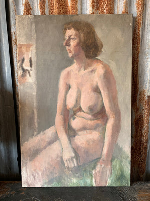 A large Modernist English School nude oil on canvas painting