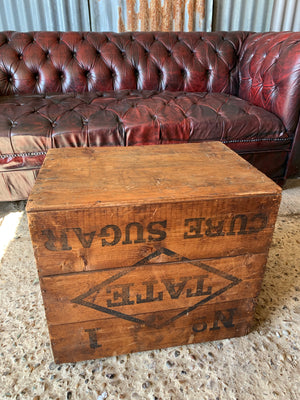 A stencilled Tate and Lyle sugar cube wooden advertising box