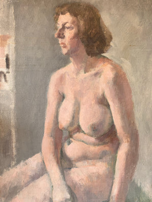 A large Modernist English School nude oil on canvas painting