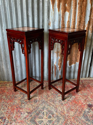 A pair of Chinese marble pedestal stands