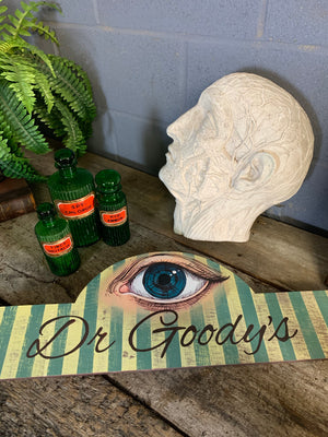 A hand painted wooden apothecary sign - Dr Goody's