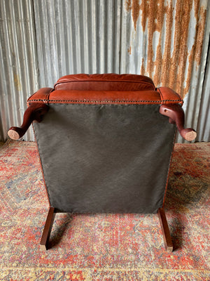 A leather wingback chair
