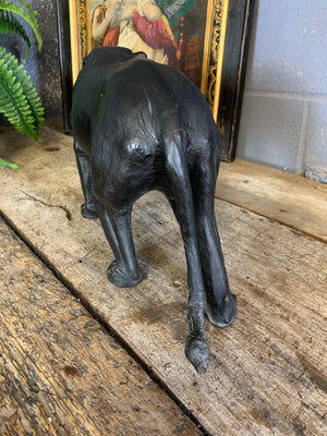 A large mid century black leather panther (56cm)