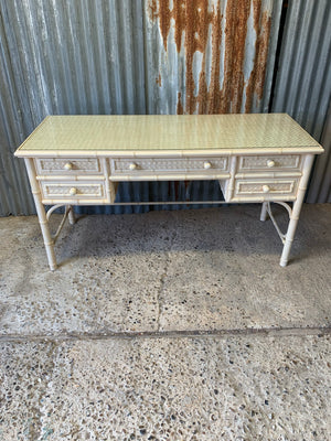 A white Chinese Chippendale faux bamboo dressing table