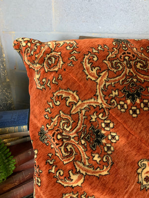 A square orange ground Persian carpet floor cushion - 74cm