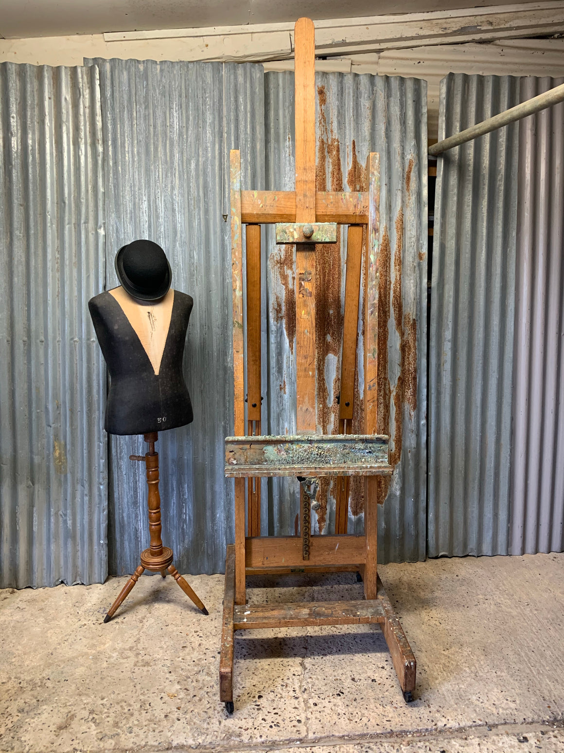 An F. Weber & Company extra large spiral crank artist's easel