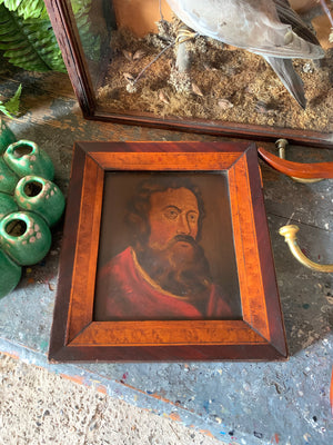 An oil portrait painting of a gentleman - in the style of an icon or orthodox priest