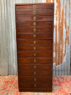 A tall bank of 14 drawers