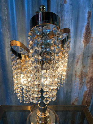 A Hollywood Regency crystal drop table lamp