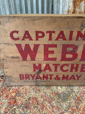 A very large advertising crate for Captain Webb matches by Bryant & May