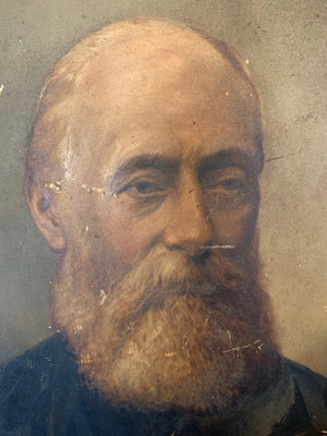 A Victorian oil painting of a bearded gentleman