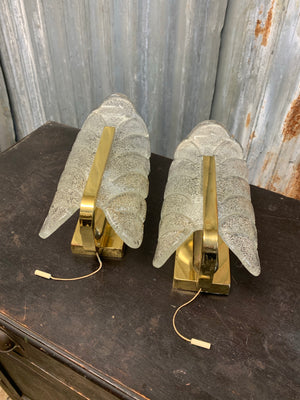A rare pair of wall sconce lights by Carl Fagerlund for Orrefors