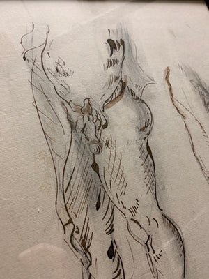 An original Renaissance style anatomical pen and ink drawing of a male nude (1)