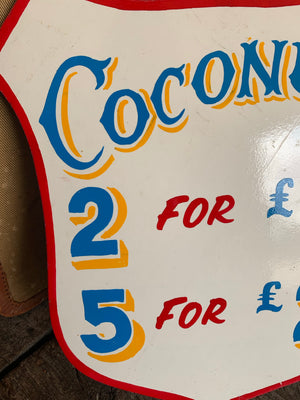 A hand painted fairground advertising sign - Coconuts