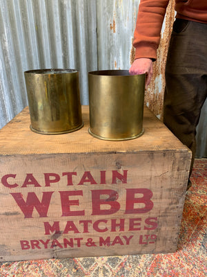 A WWI trench art brass shell casing jardiniere or wine cooler ~ 1917