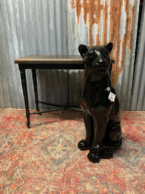 A large ceramic seated panther statue ~ 92cm