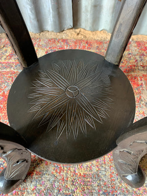 A Chinese black ebonised jardinière pedestal stand