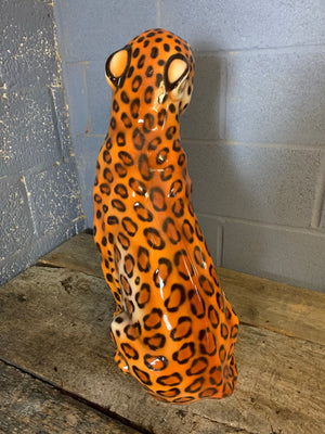 A large ceramic leopard statue made in Italy