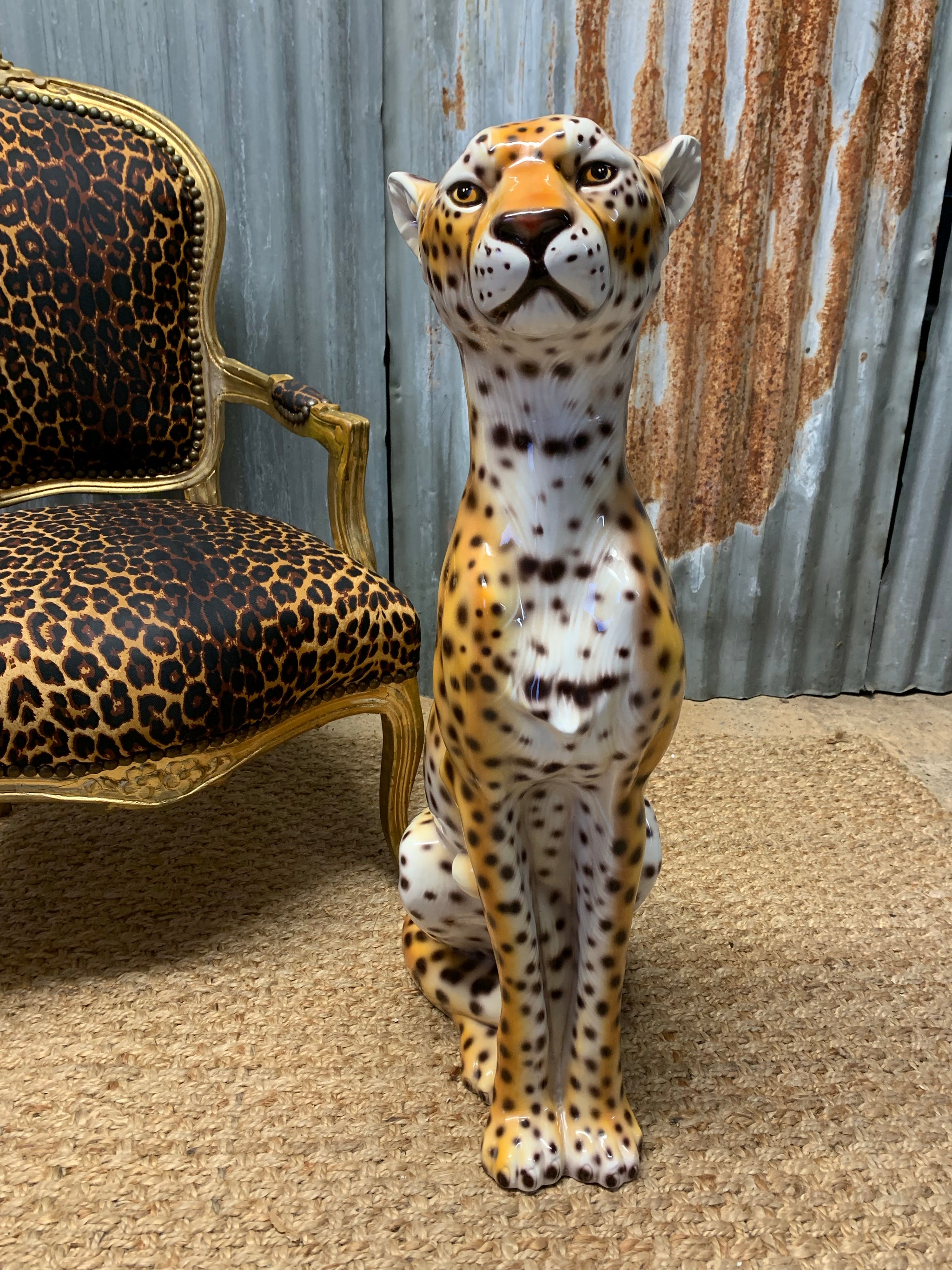 A very large mid 20th century cheetah statue - Belle and Beast Emporium