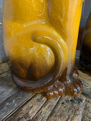 A pair of large drip glaze big cats