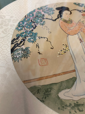 A pair of Chinese silk paintings