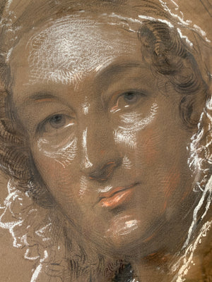 A large chalk portrait by George Richmond