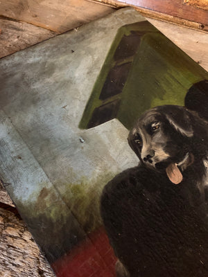 A large 19th century oil on canvas of a dog