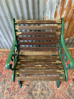 A Victorian-style cast iron bench seat