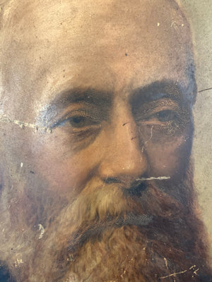 A Victorian oil painting of a bearded gentleman