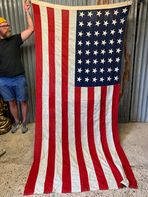 A very large US flag with Philadelphia Quartermaster maker's mark