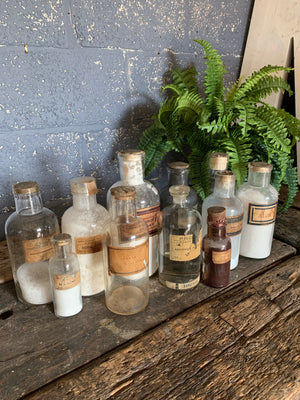 A set of French apothecary jars with their original labels