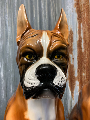 A large Italian Ceramiche Boxer dog statue