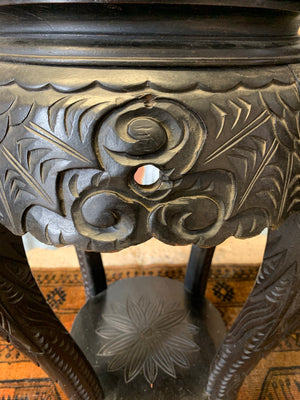 A Chinese black ebonised jardinière pedestal stand
