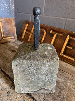 A large stone and cast iron boot scraper by Carron