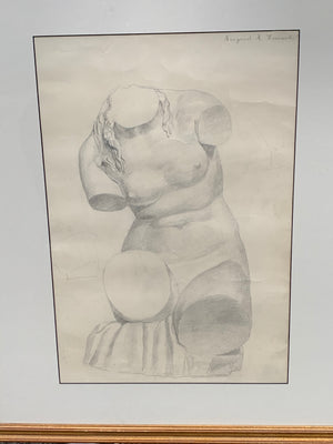 A Margaret Maitland Howard female torso pencil drawing