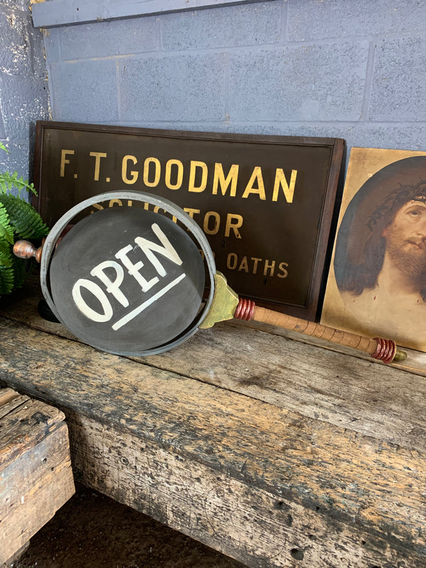 A scratch built revolving OPEN trade sign - Belle and Beast Emporium
