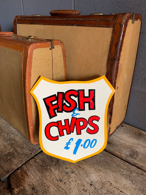 A hand painted fairground advertising sign - Fish and Chips