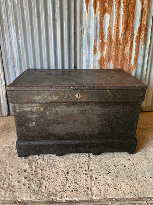 A Victorian shipwright's tool chest- ebonised with fitted interior